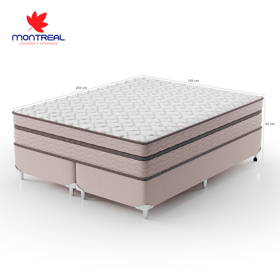 Cama Box King com Colchão Sonhare Mola Ensacada Bege