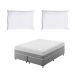Cama Box King com Colchão Sublime Mola Ensacada e Espuma Viscoelástica (32x193x203) Cinza e Branco com 2 Travesseiros Guldi Soft Nasa Branco