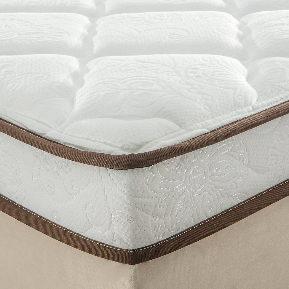 Cama Box Queen Aquarius com Colchão Queen Molas Ensacadas Bege e Branca