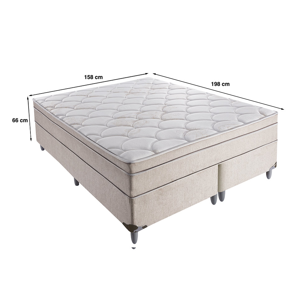 Cama Box Queen Áquila com Colchão Queen Molas Verticóil Bege