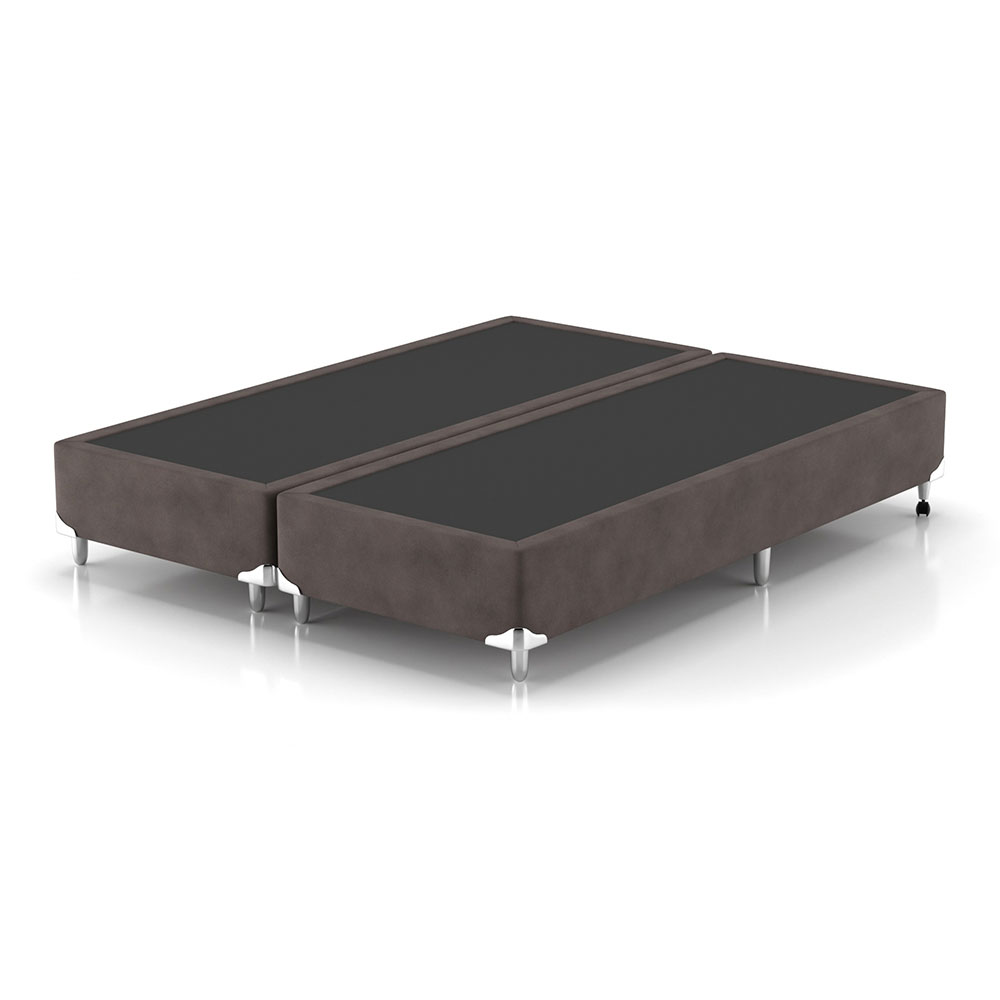 Cama Box Queen Naturale com Colchão Molas Ensacadas (67x158x198) Marrom e Branca