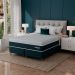 Cama Box Queen York com Colchão Molas Ensacadas (61x158x198) Azul e Branca