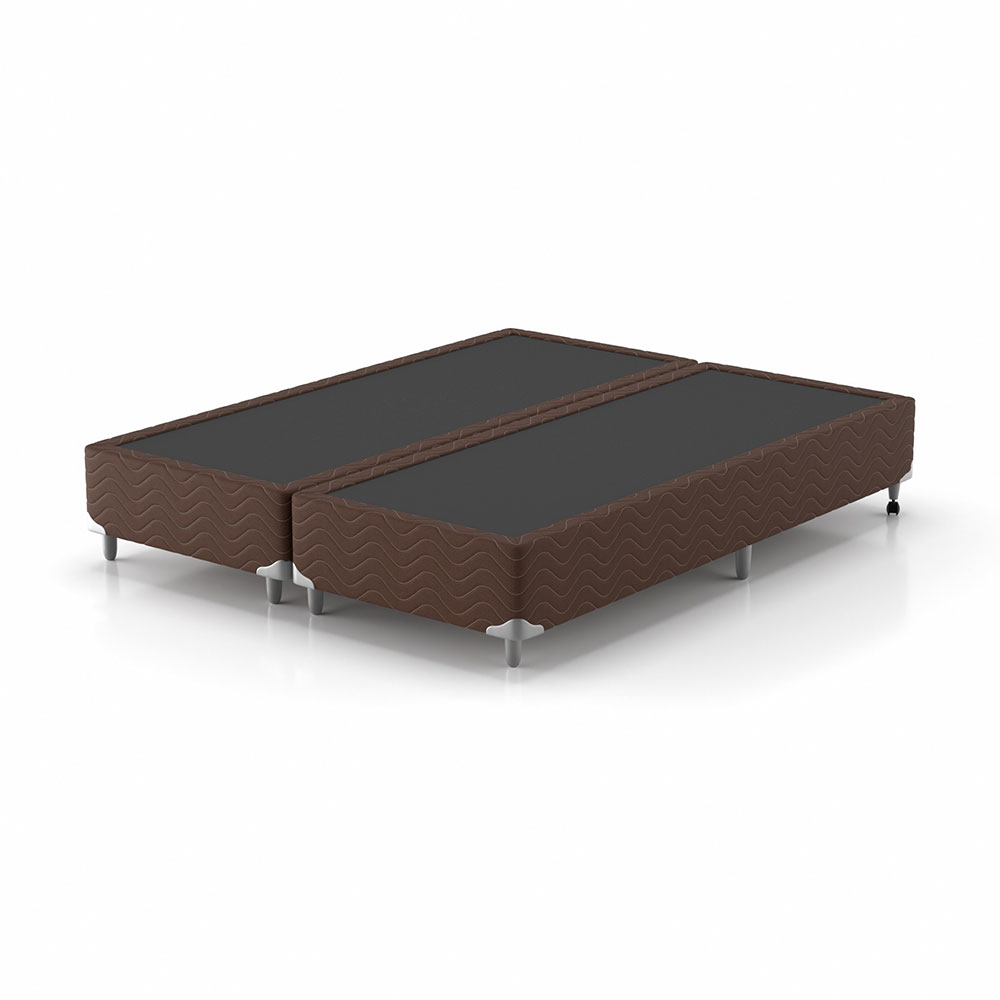 Cama Box Queen com Colchão Hórus (63x158x198) Bege e Marrom