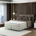 Cama Box Queen com Colchão Milani Mola Verticoil Bege