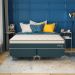 Cama Box Queen com Colchão Safira (63x158x198) Azul e Branco