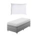 Cama Box Solteirão com Colchão Sublime Mola Ensacada e Espuma Viscoelástica (32x96x203) Cinza e Branco com Travesseiro Guldi Soft Nasa Branco