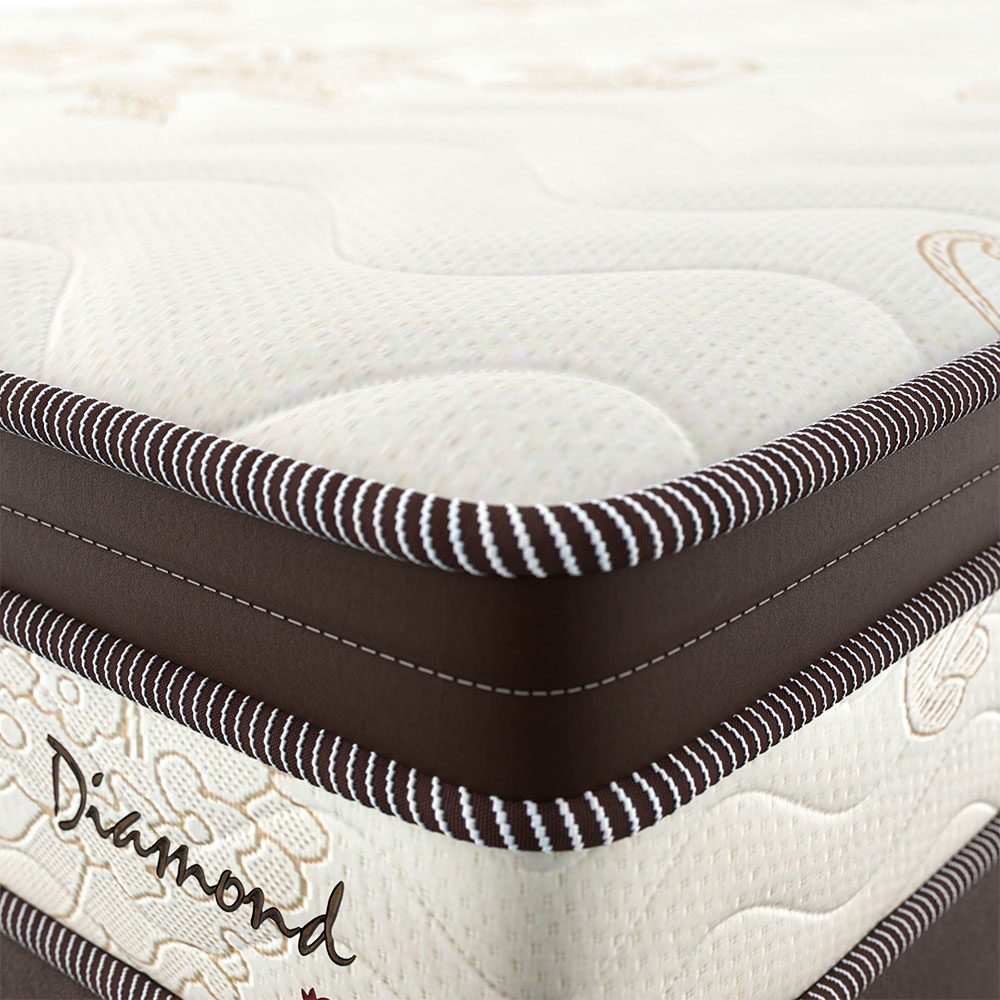 Cama Box Solteiro King com Colchão Diamond Euro MR (63x108x198) Bege e Marrom