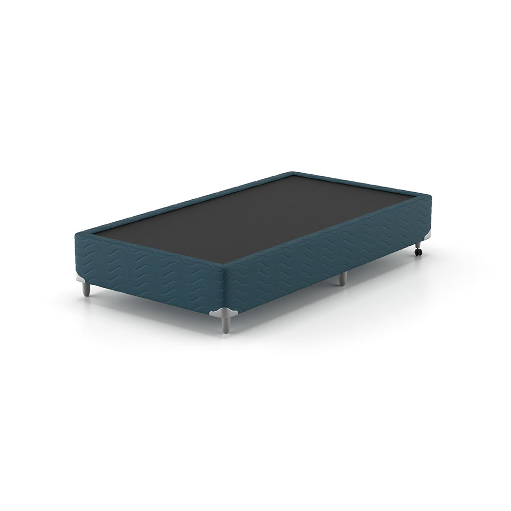 Cama Box Solteiro King com Colchão Safira (63x108x198) Azul e Branco