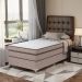 Cama Box Solteiro King com Colchão Sonhare Mola Ensacada Bege