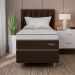 Cama Box Solteiro Londres com Colchão Molas Ensacadas (63x88x188) Marrom e Branca