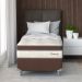 Cama Box Solteiro com Colchão Diamond Euro MR (63x88x188) Bege e Marrom