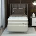 Cama Box Solteiro com Colchão Milani Mola Verticoil Bege