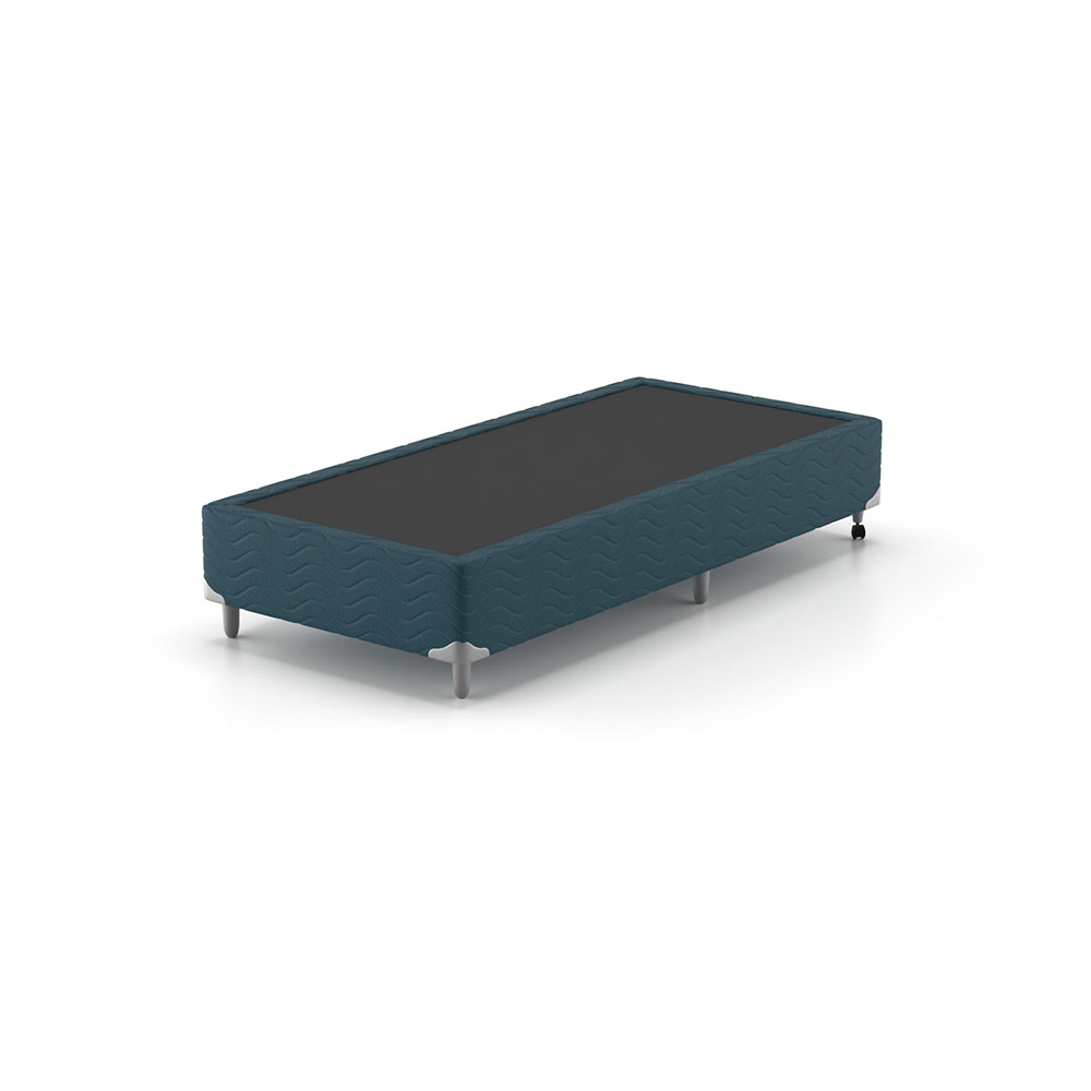 Cama Box Solteiro com Colchão Safira (63x88x188) Azul e Branco