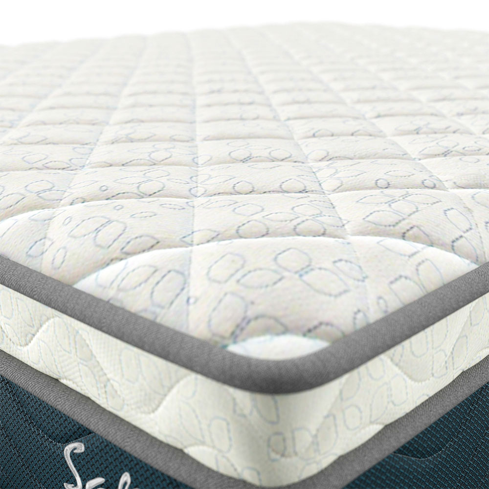 Cama Box Solteiro com Colchão Safira (63x88x188) Azul e Branco