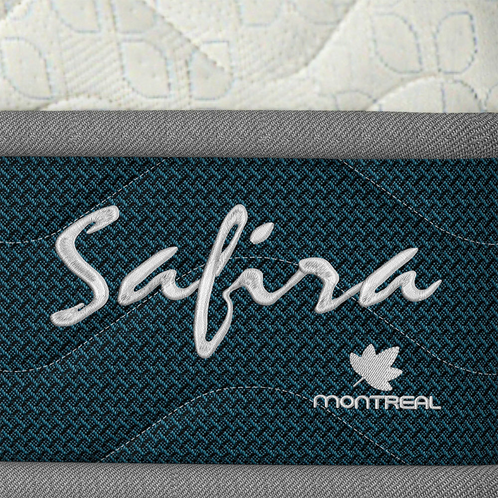 Cama Box Solteiro com Colchão Safira (63x88x188) Azul e Branco
