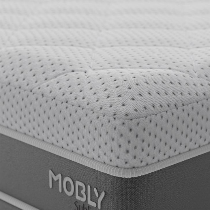 Cama Box Solteiro com Colchão Sublime Mola Ensacada e Espuma Viscoelástica (32x88x188) Cinza e Branco com Travesseiro Guldi Soft Nasa Branco