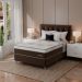 Cama Box Viúva Londres com Colchão Molas Ensacadas (63x128x188) Marrom e Branca