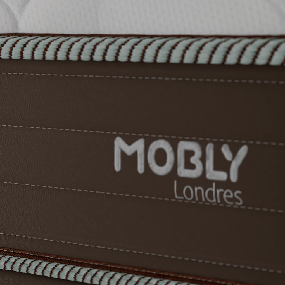Cama Box Viúva Londres com Colchão Molas Ensacadas (63x128x188) Marrom e Branca