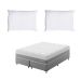 Cama Box Viúva com Colchão Sublime Mola Ensacada e Espuma Viscoelástica (32x128x188) Cinza e Branco com 2 Travesseiros Guldi Soft Nasa Branco