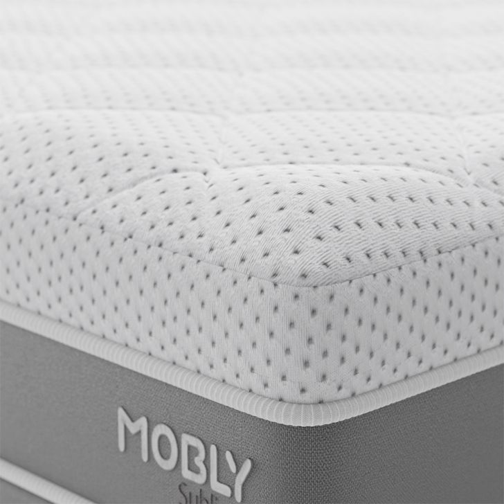 Cama Box Viúva com Colchão Sublime Mola Ensacada e Espuma Viscoelástica (32x128x188) Cinza e Branco com 2 Travesseiros Guldi Soft Nasa Branco
