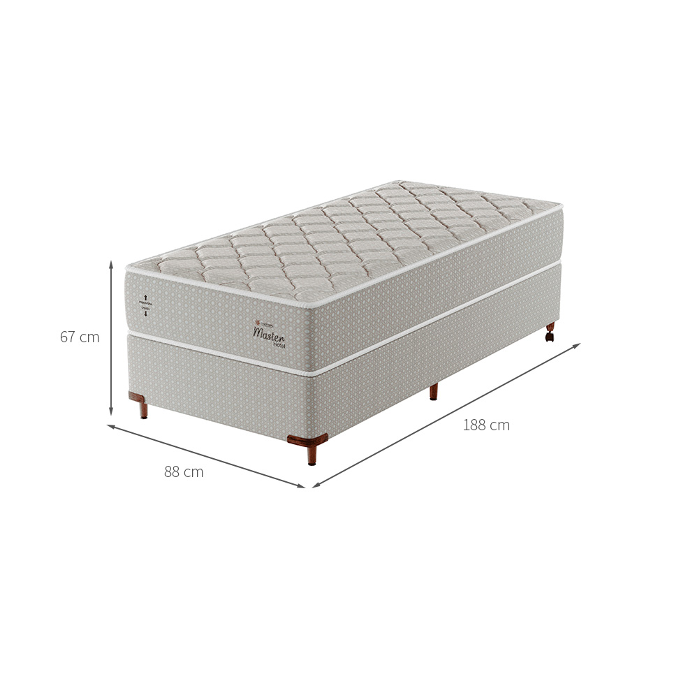 Cama Box com Colchão Solteiro Master Hotel Molejo Superlastic (67x88x188) Bege