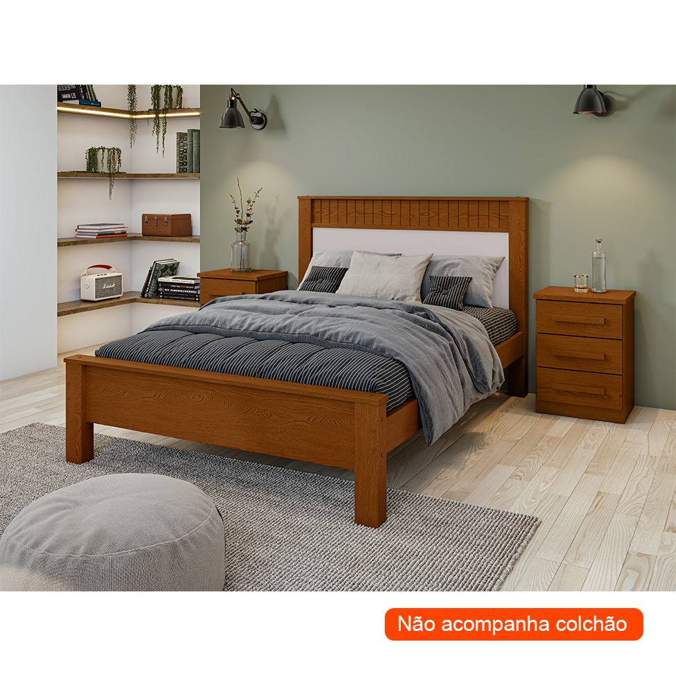 Cama Casal Athenas Frassino e Off White