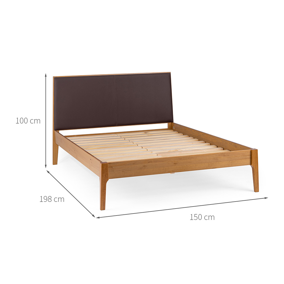 Cama Casal Happy Estofado Marrom e Garapa