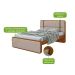 Cama Casal Leder Linho Bege e Frassino
