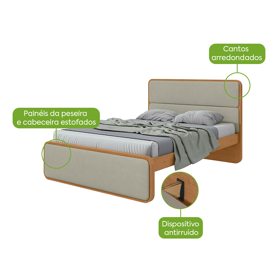 Cama Casal Loop Bouclé Sálvia e Amêndoa