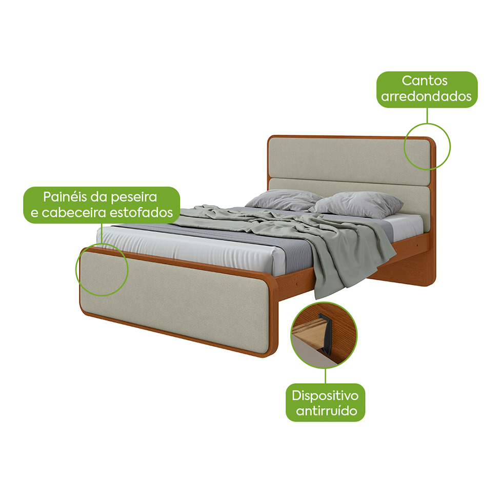 Cama Casal Loop Bouclé Sálvia e Frassino