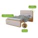 Cama Casal Loop Revestimento Sintético Bege e Amêndoa