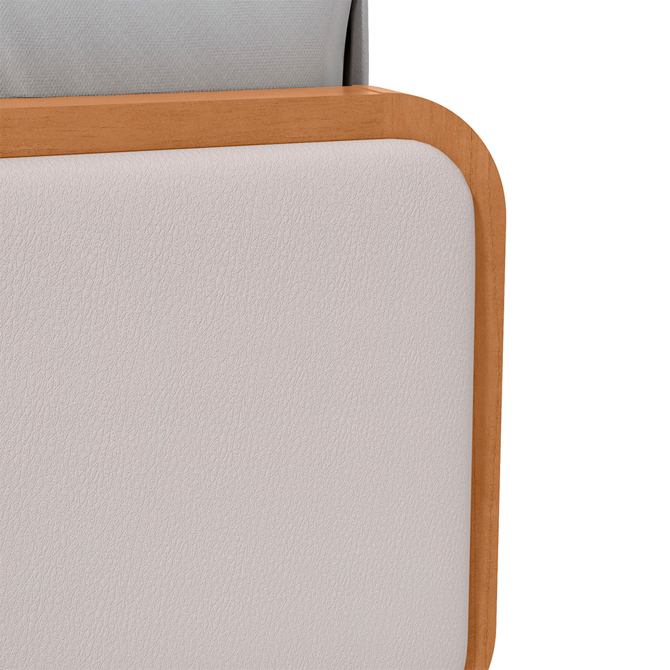 Cama Casal Loop Revestimento Sintético Bege e Amêndoa