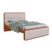 Cama Casal Loop Revestimento Sintético Bege e Frassino