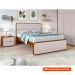 Cama Casal Loop Revestimento Sintético Bege e Frassino