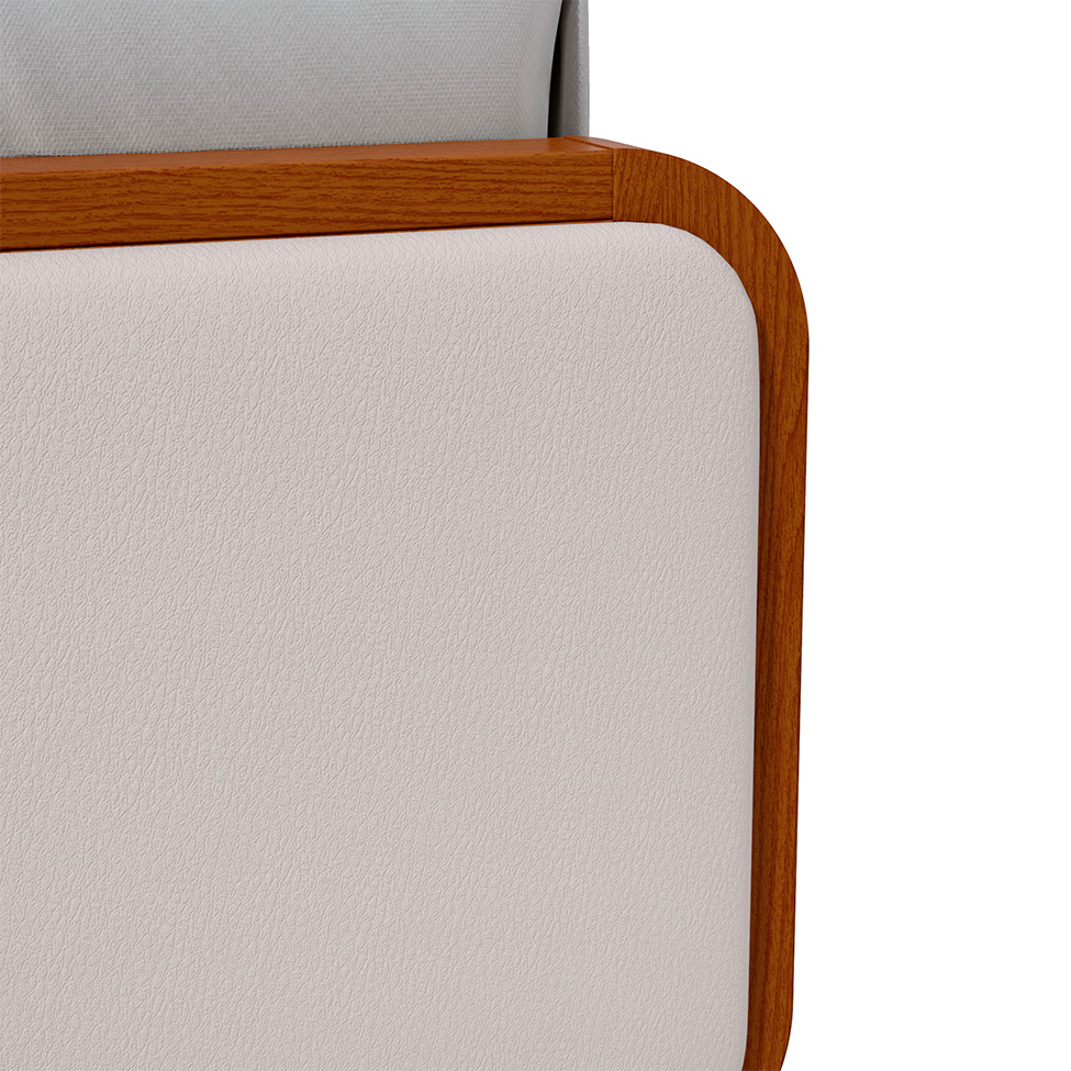 Cama Casal Loop Revestimento Sintético Bege e Frassino