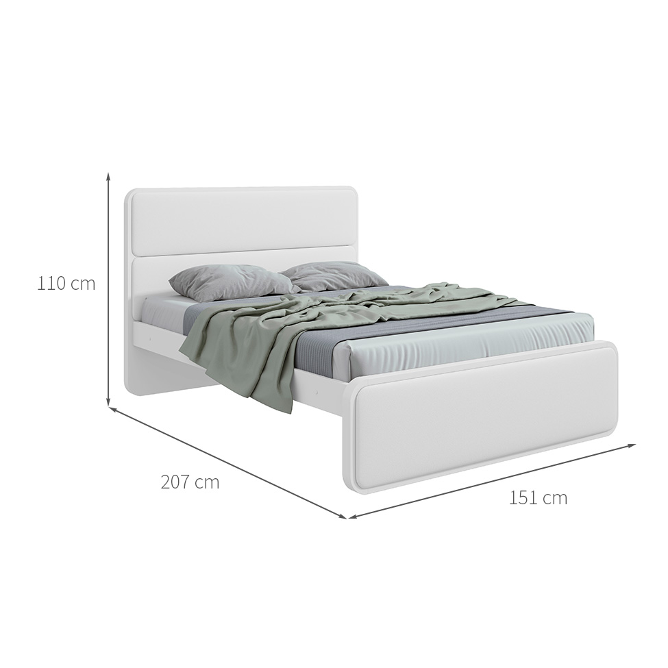 Cama Casal Loop Revestimento Sintético Branca