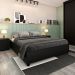Cama Casal Monaco com 2 Mesas de Cabeceira Veronna 3 GV Preto Fosco