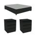 Cama Casal Monaco com 2 Mesas de Cabeceira Veronna 3 GV Preto Fosco