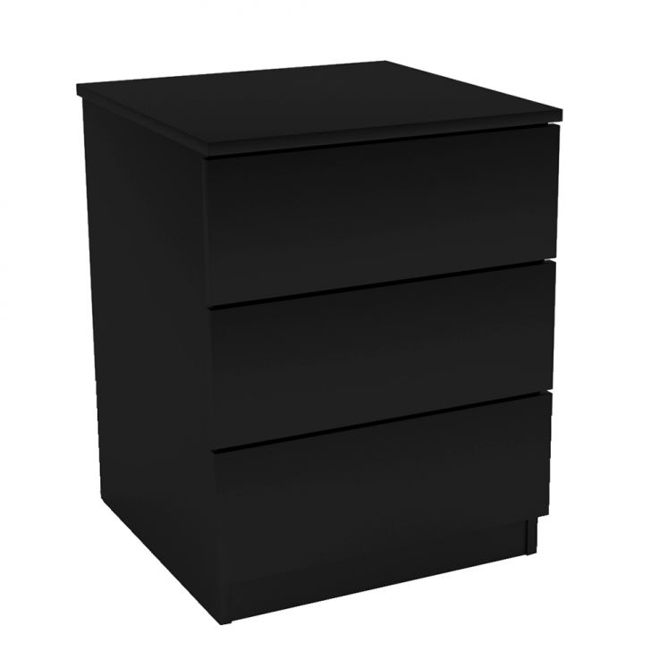 Cama Casal Monaco com 2 Mesas de Cabeceira Veronna 3 GV Preto Fosco