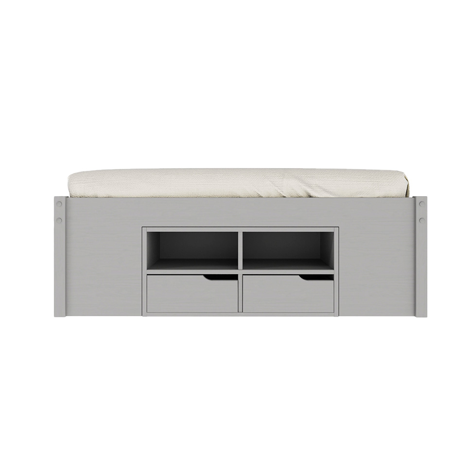 Cama Casal Multifuncional Charme 10 GV Madeira Maciça Cinza Claro