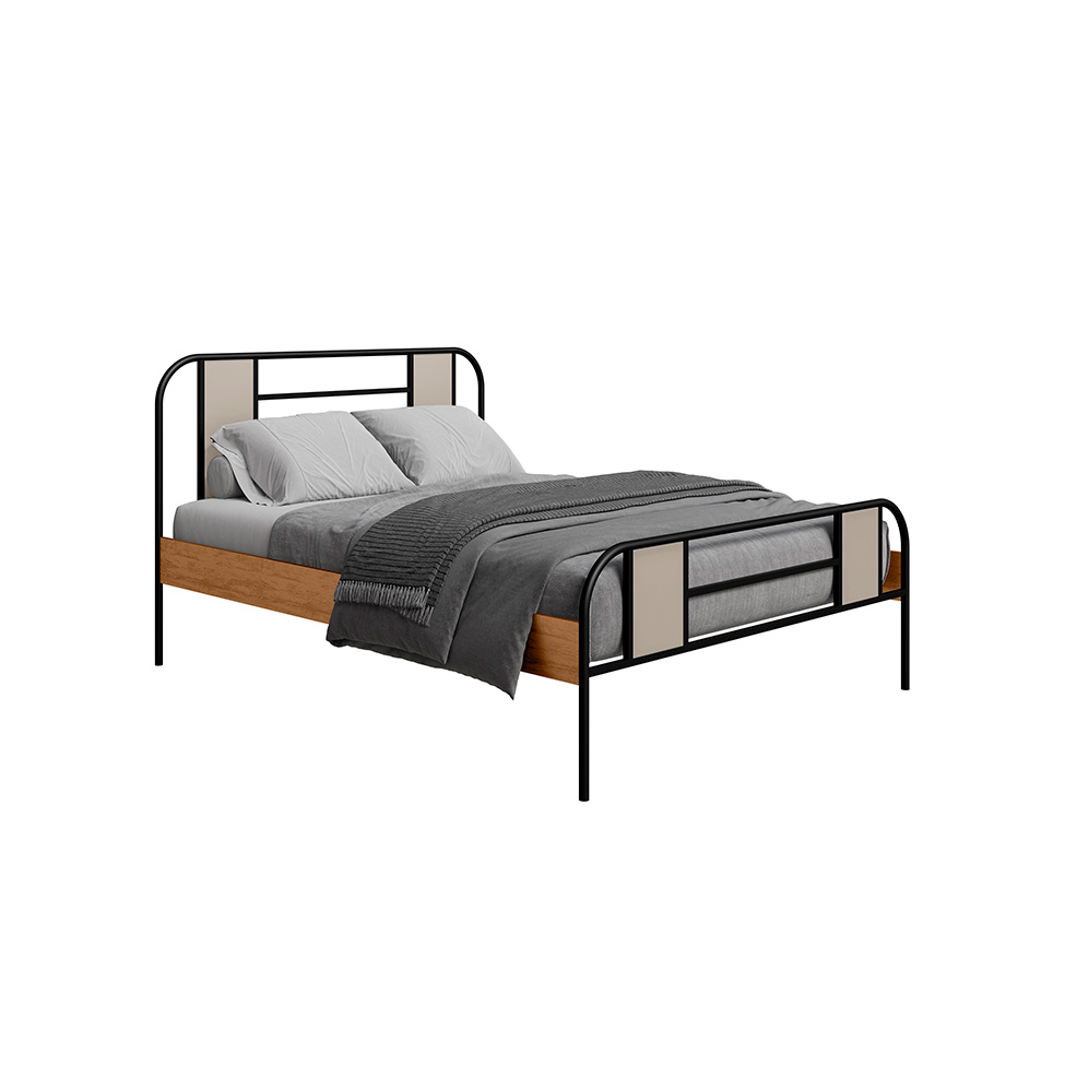 Cama Casal Sevilha Preta e Canela