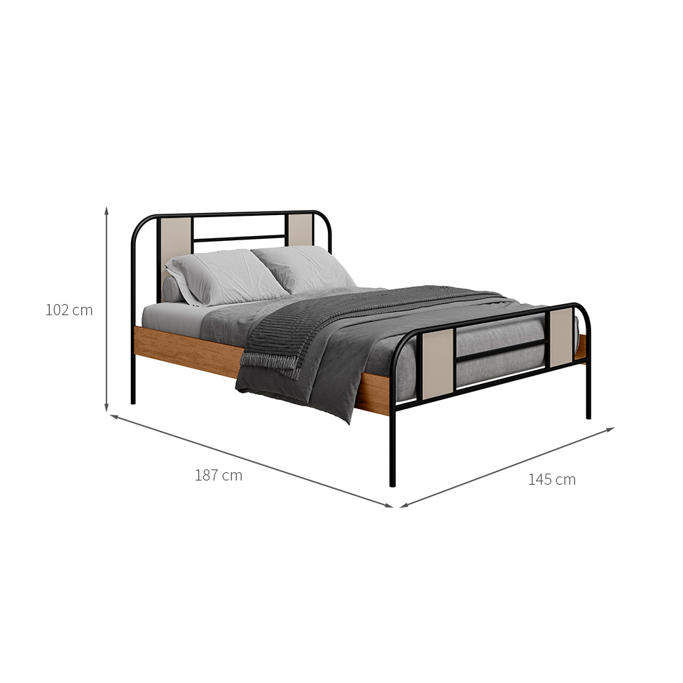 Cama Casal Sevilha Preta e Canela