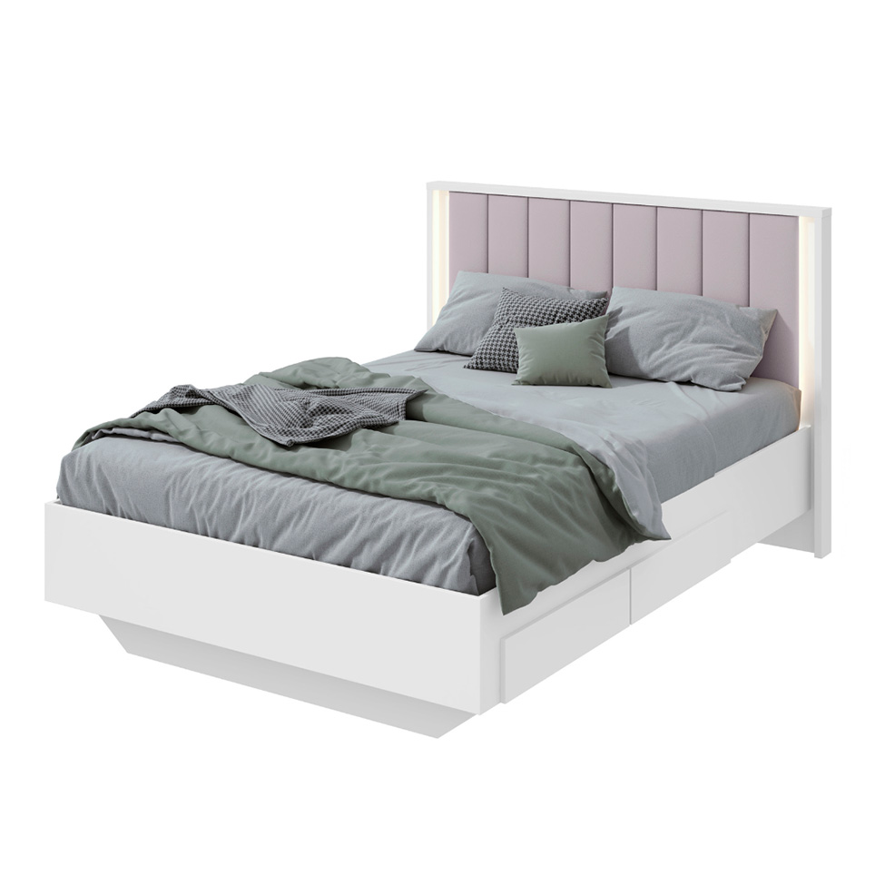 Cama Casal Solaris 2 GV Revestimento Sintético Bege e Branca