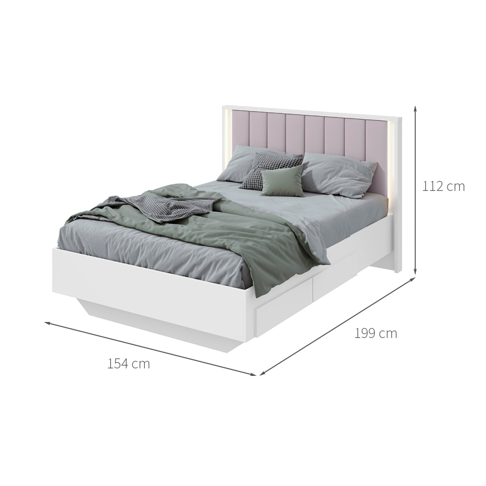 Cama Casal Solaris 2 GV Revestimento Sintético Bege e Branca