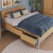 Cama Casal Square 6 Gavetas Madeira Maciça Natural Pine e Cool Grey