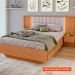 Cama Casal com 2 Mesas de Apoio Solaris 4 GV Revestimento Sintético Bege e Amêndoa