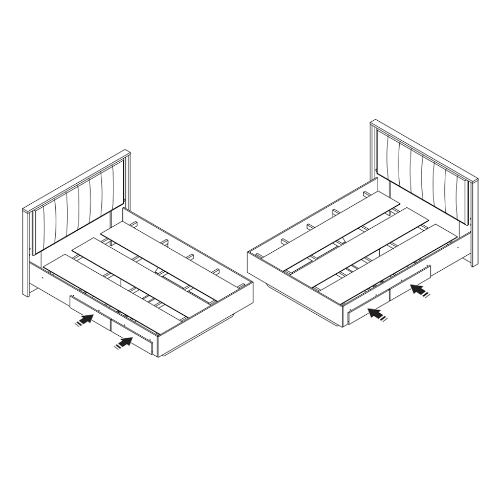 Cama Casal com 2 Mesas de Apoio Solaris 4 GV Revestimento Sintético Bege e Frassino