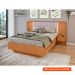 Cama Casal com 2 Mesas de Apoio USB Solaris 4 GV Revestimento Sintético Bege e Amêndoa