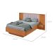 Cama Casal com 2 Mesas de Apoio USB Solaris 4 GV Revestimento Sintético Bege e Amêndoa