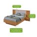 Cama Casal com 2 Mesas de Apoio USB Solaris 4 GV Revestimento Sintético Bege e Amêndoa